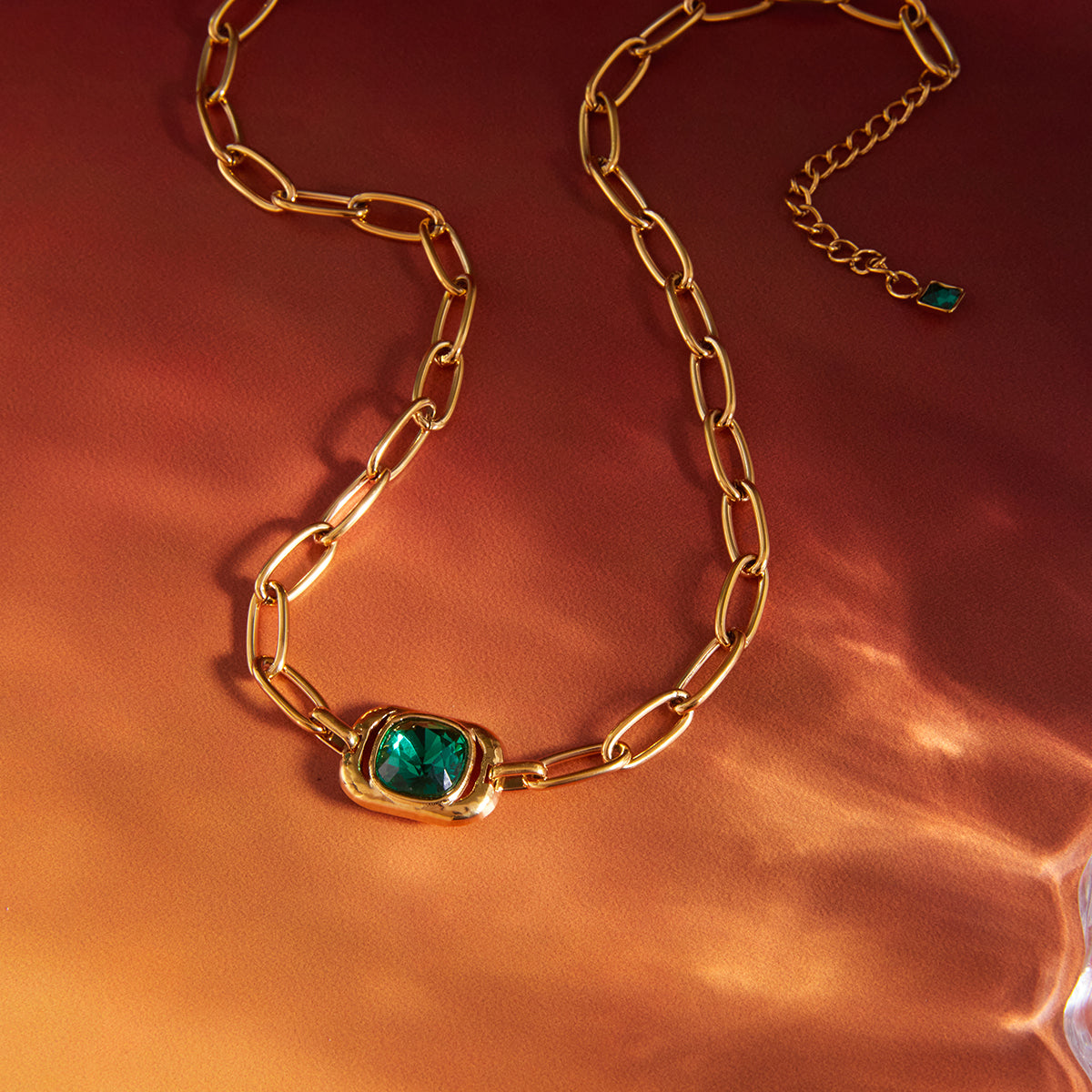 Myrtle Green Stone Paperclip Necklace