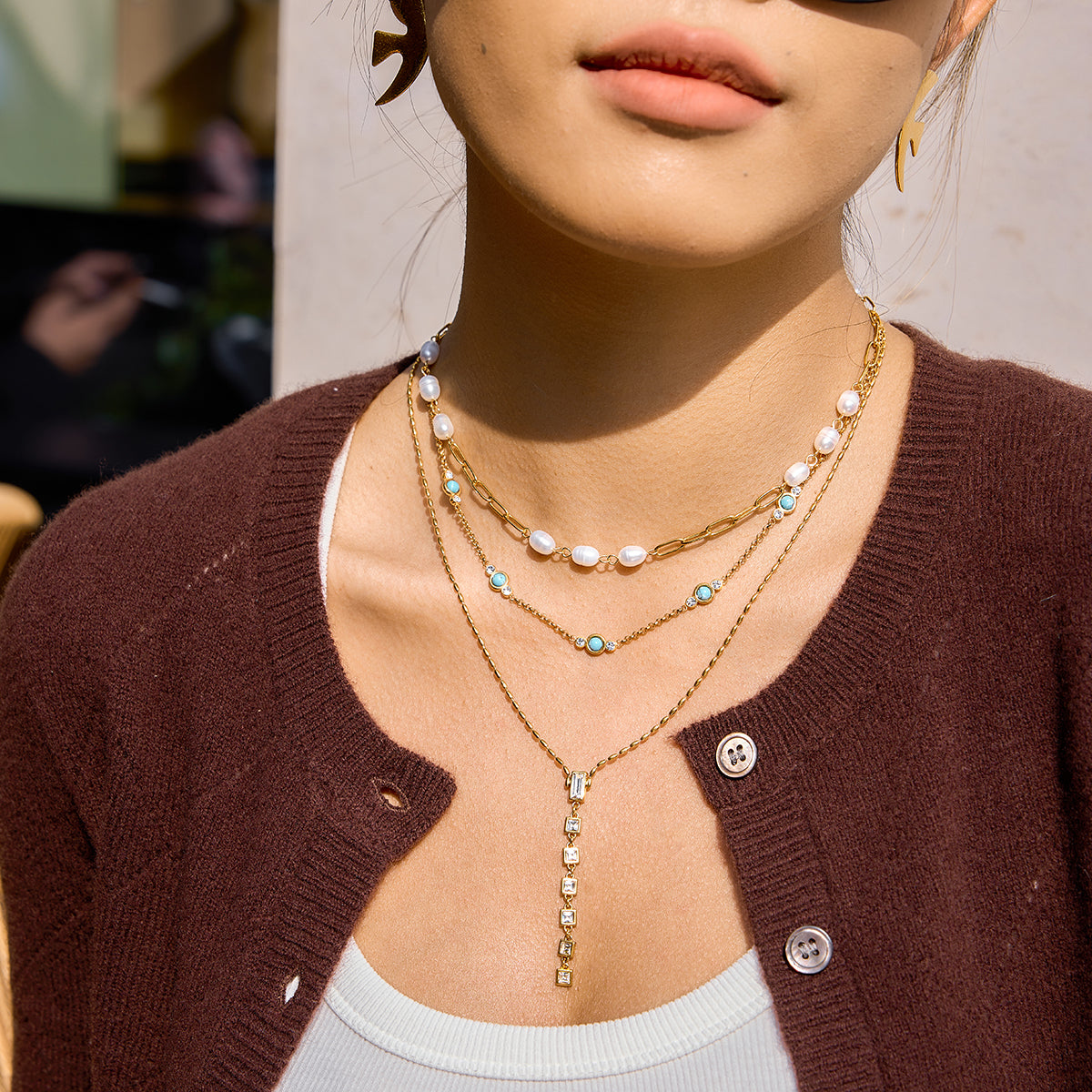 Aegean Blue Stone Station Necklace