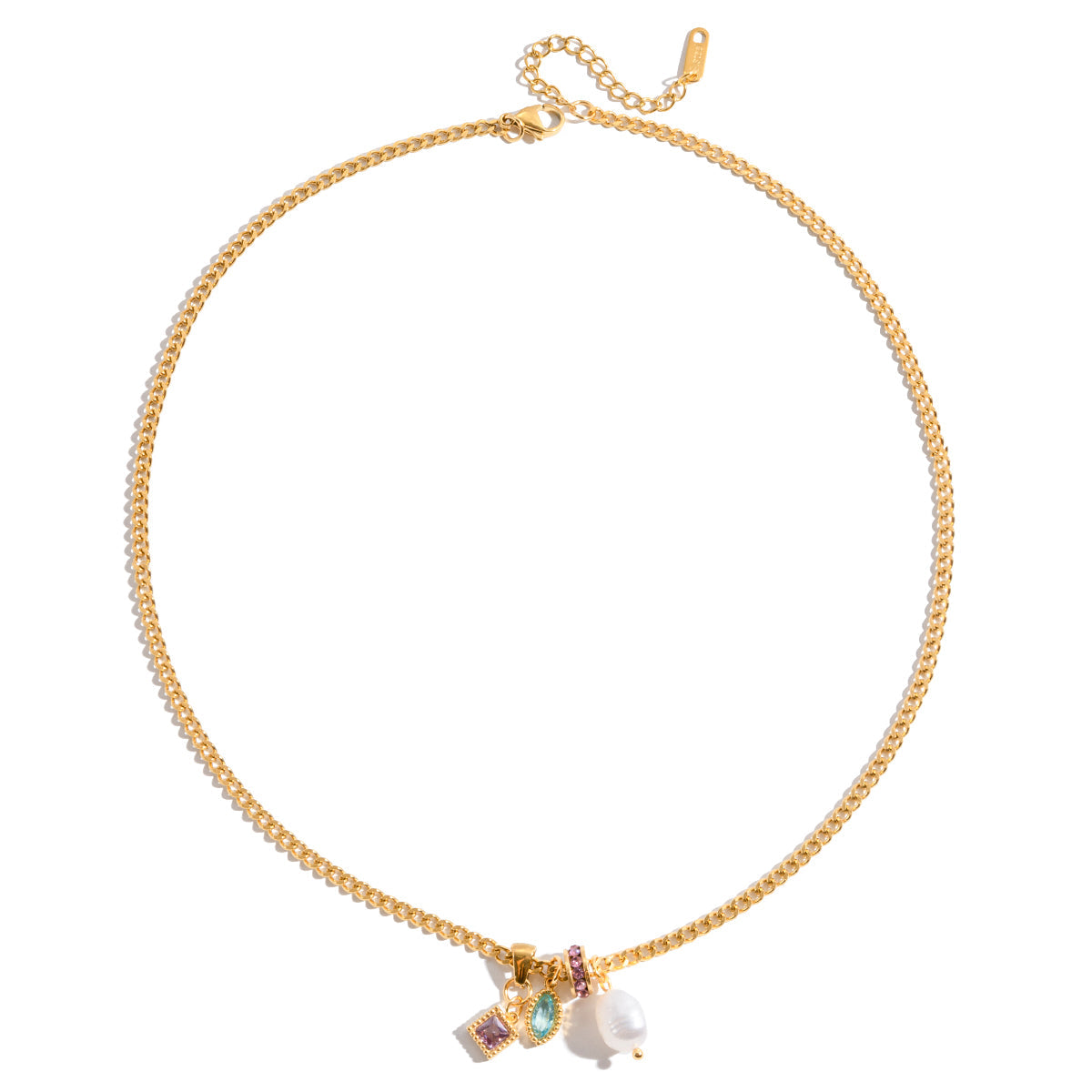 Sirocco Gemstone Charm Curb Necklace