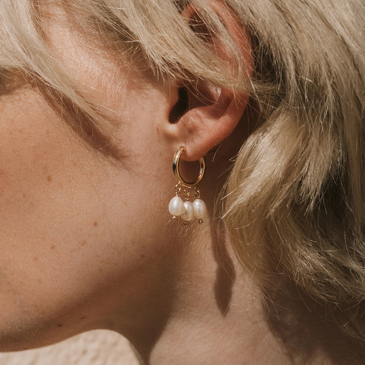Cove Pearl Trio Huggie Earrings