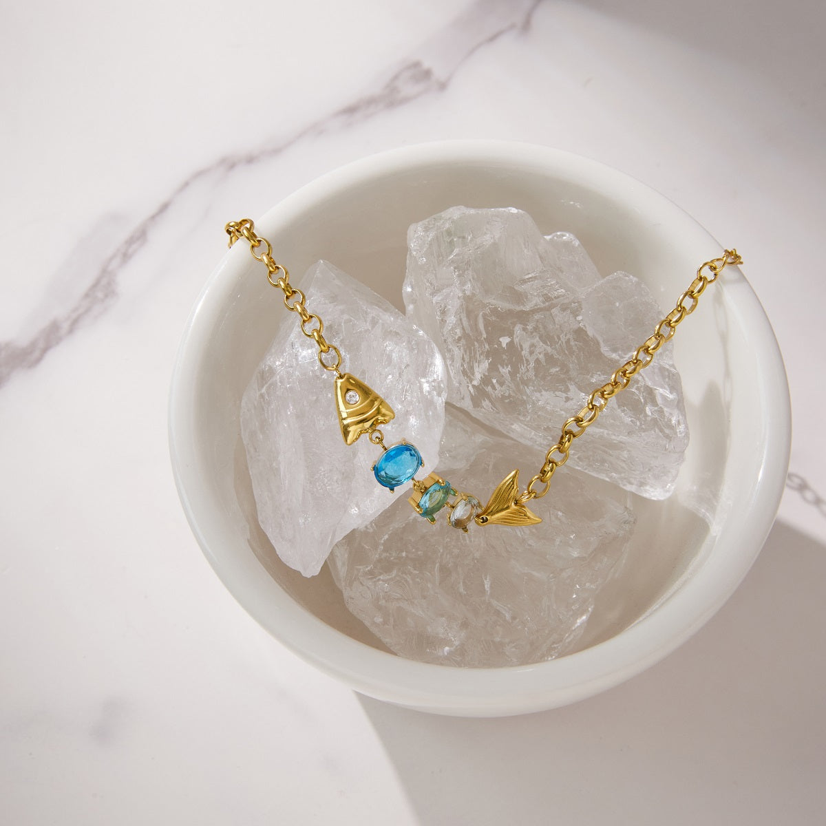 Lagoon Blue Fish Charm Bracelet