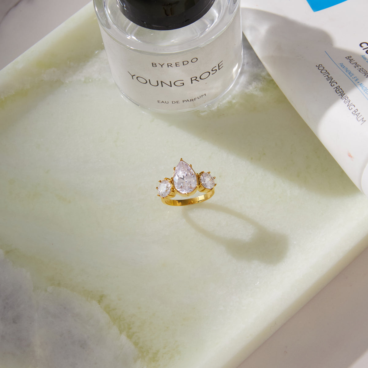 Solstice Teardrop Trio Ring