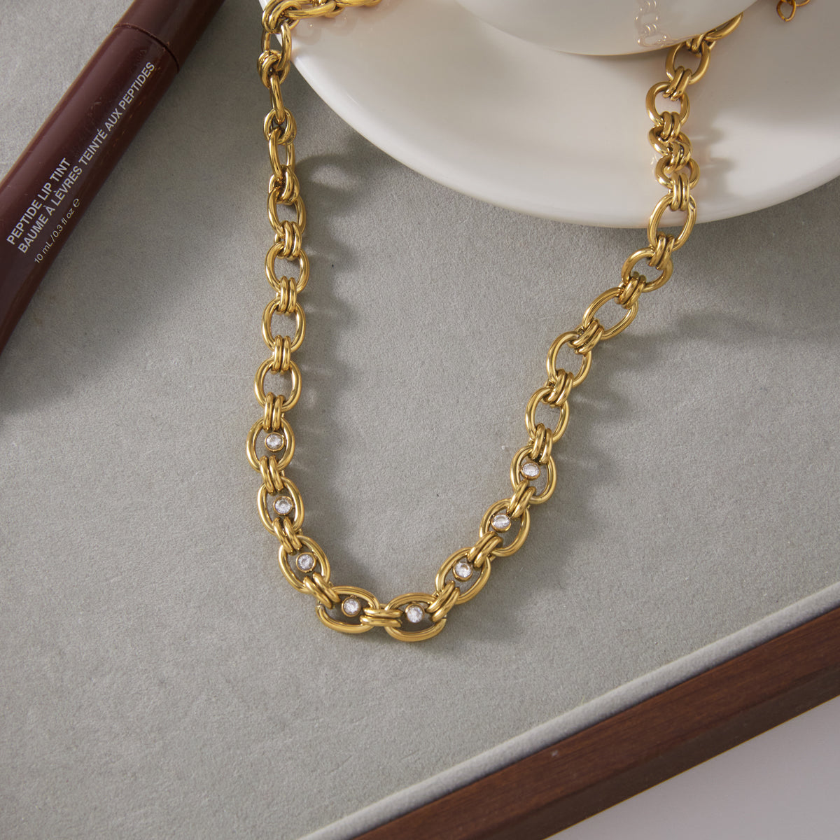 Marea Chunky Zirconia Chain Necklace