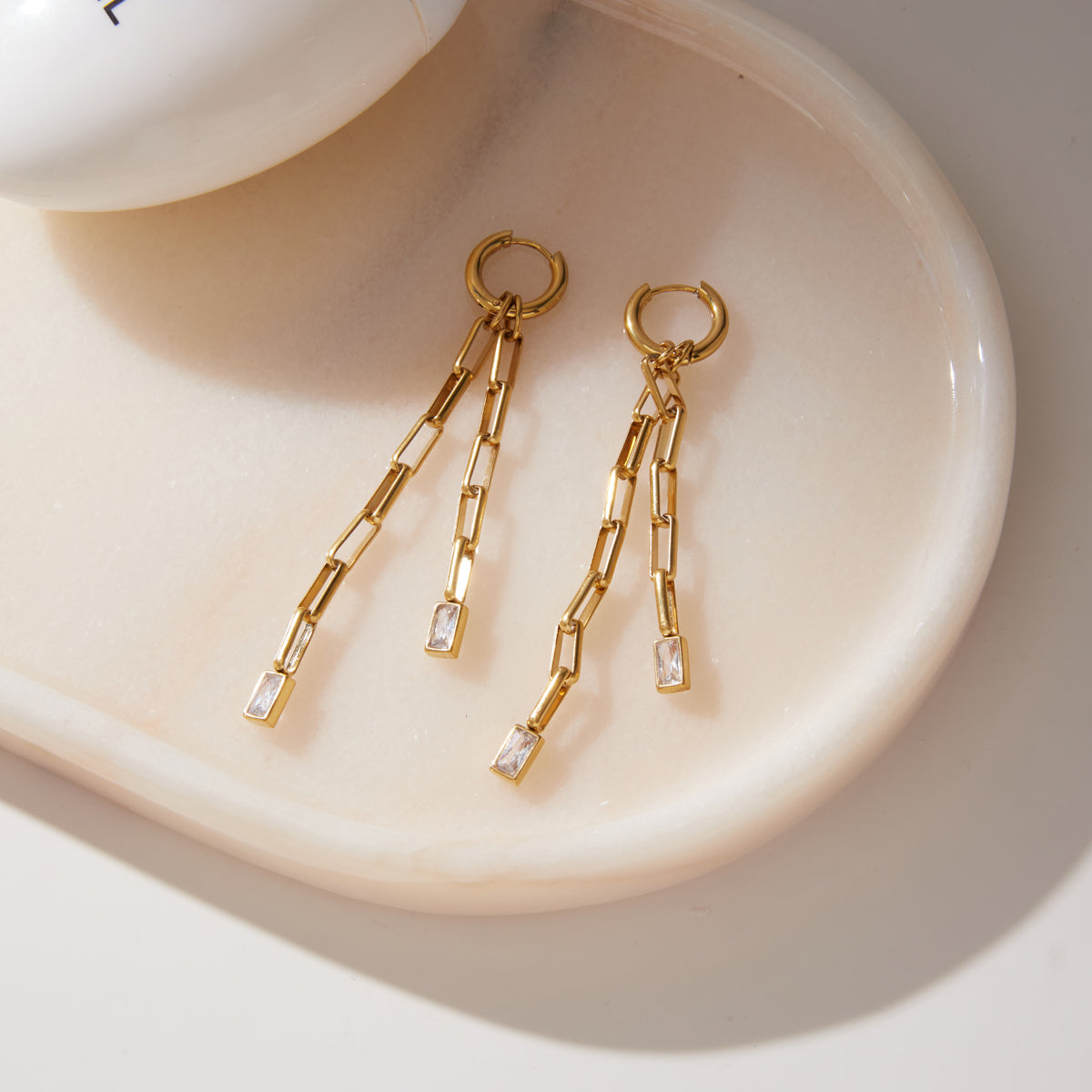 Meltemi Baguette Chain Tassel Earrings