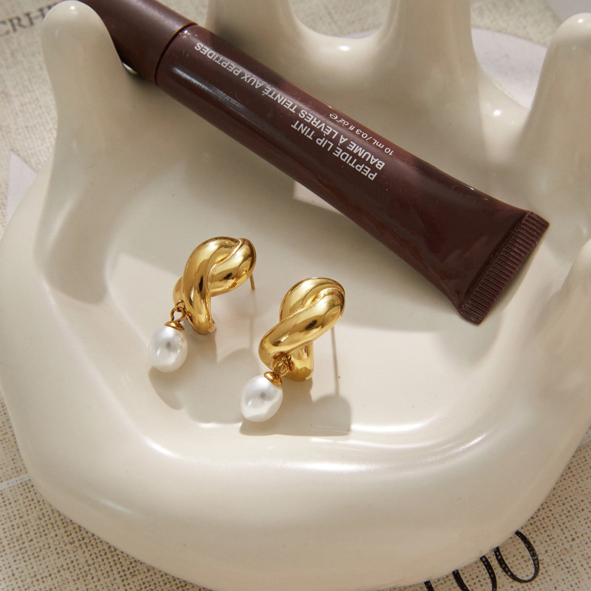Marea Twisted Knot Pearl Earrings