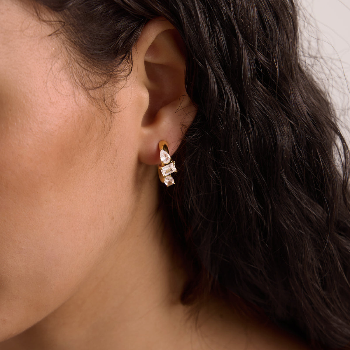 Riviera Mixed Cut C-Hoop Earrings