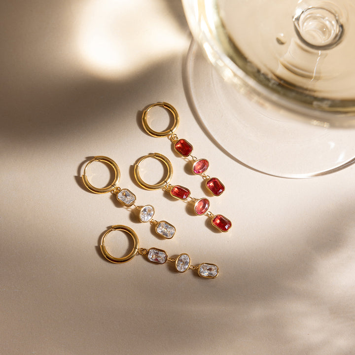 Riviera Triple Stone Drop Earrings