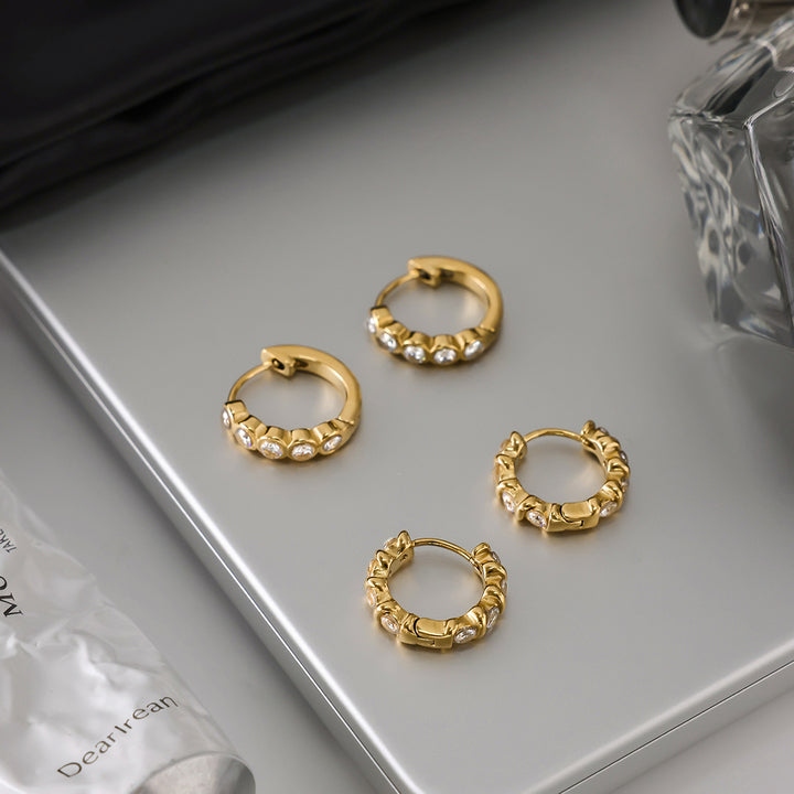 Seaspray Bezel-Set Huggie Earrings