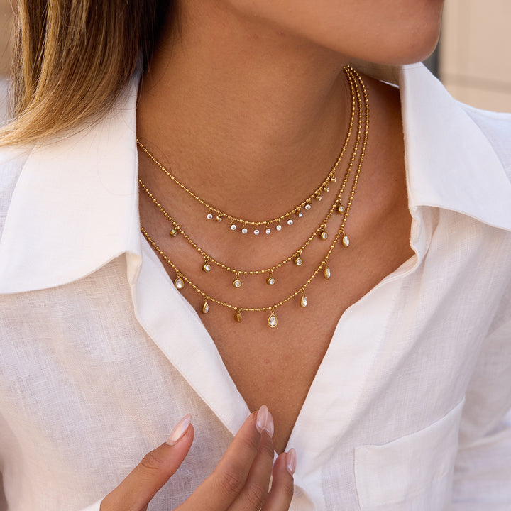 Sundial Beaded Crystal Drop Necklace