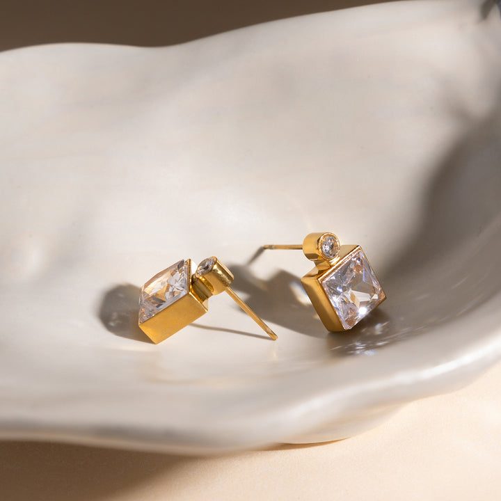 Alba Square-Cut Crystal Stud Earrings