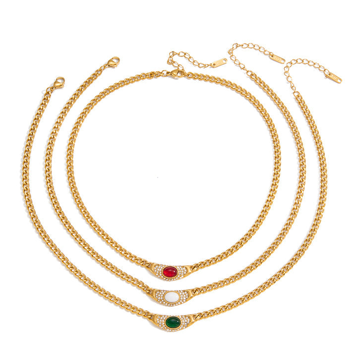 Sirocco Red Stone Curb Necklace
