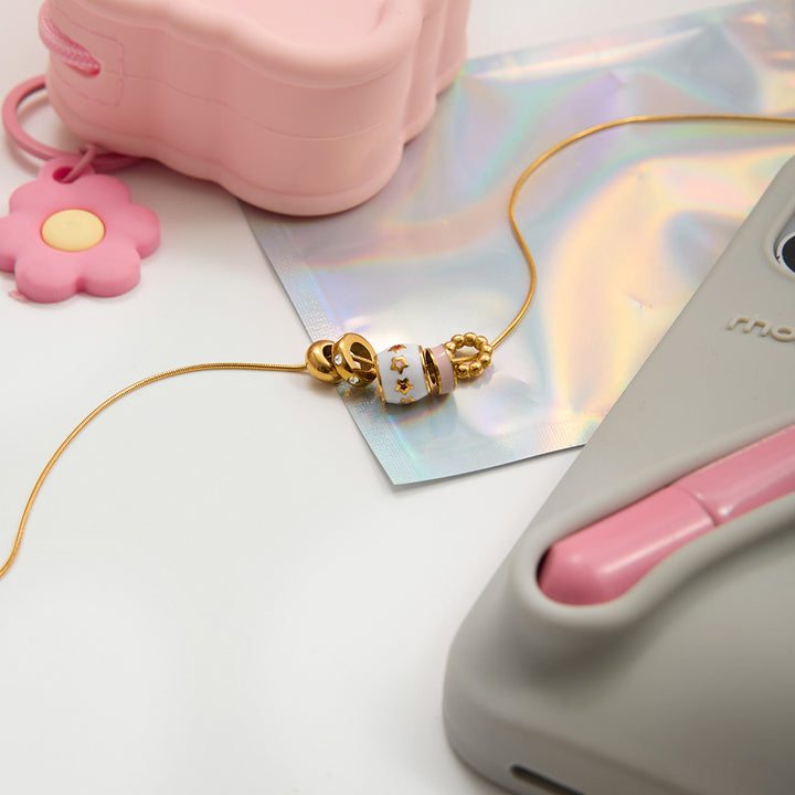 Dune Fluted Bead Pendant Necklace