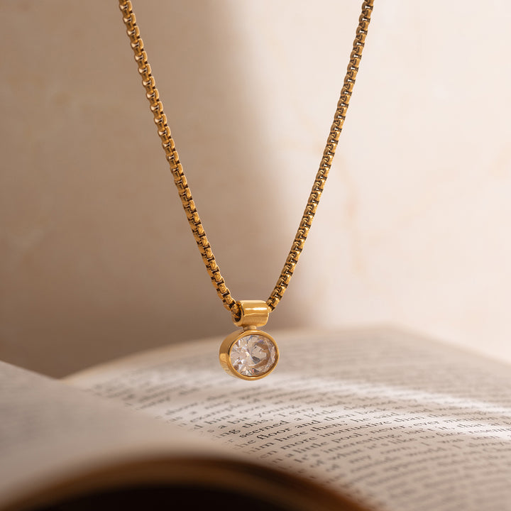 Solstice Bezel Drop Box Chain Necklace