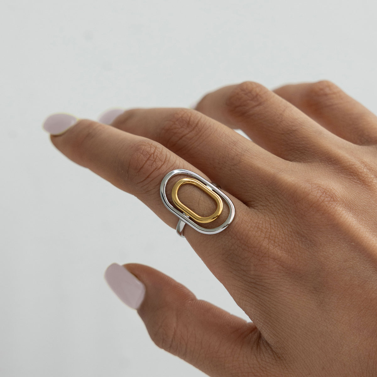 Zephyr Two-Tone Oval Open Ring