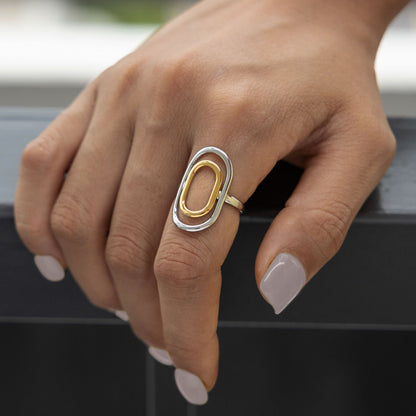 Zephyr Two-Tone Oval Open Ring
