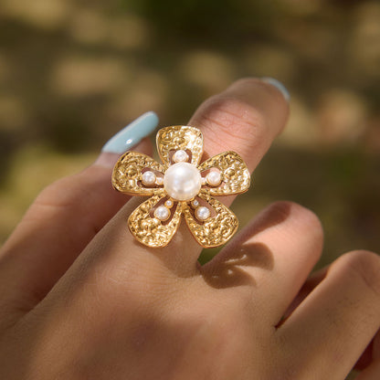 Almond Blossom Pearl Stud Earrings