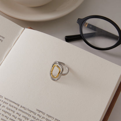 Zephyr Two-Tone Oval Open Ring