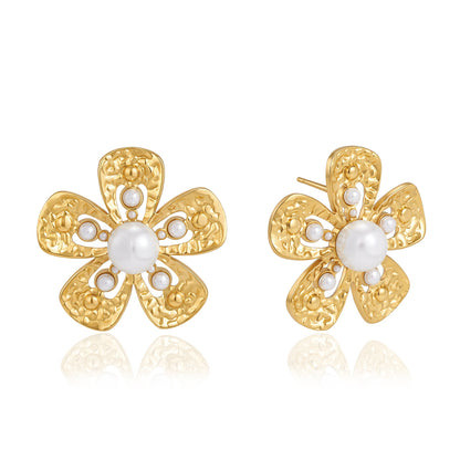 Almond Blossom Pearl Stud Earrings