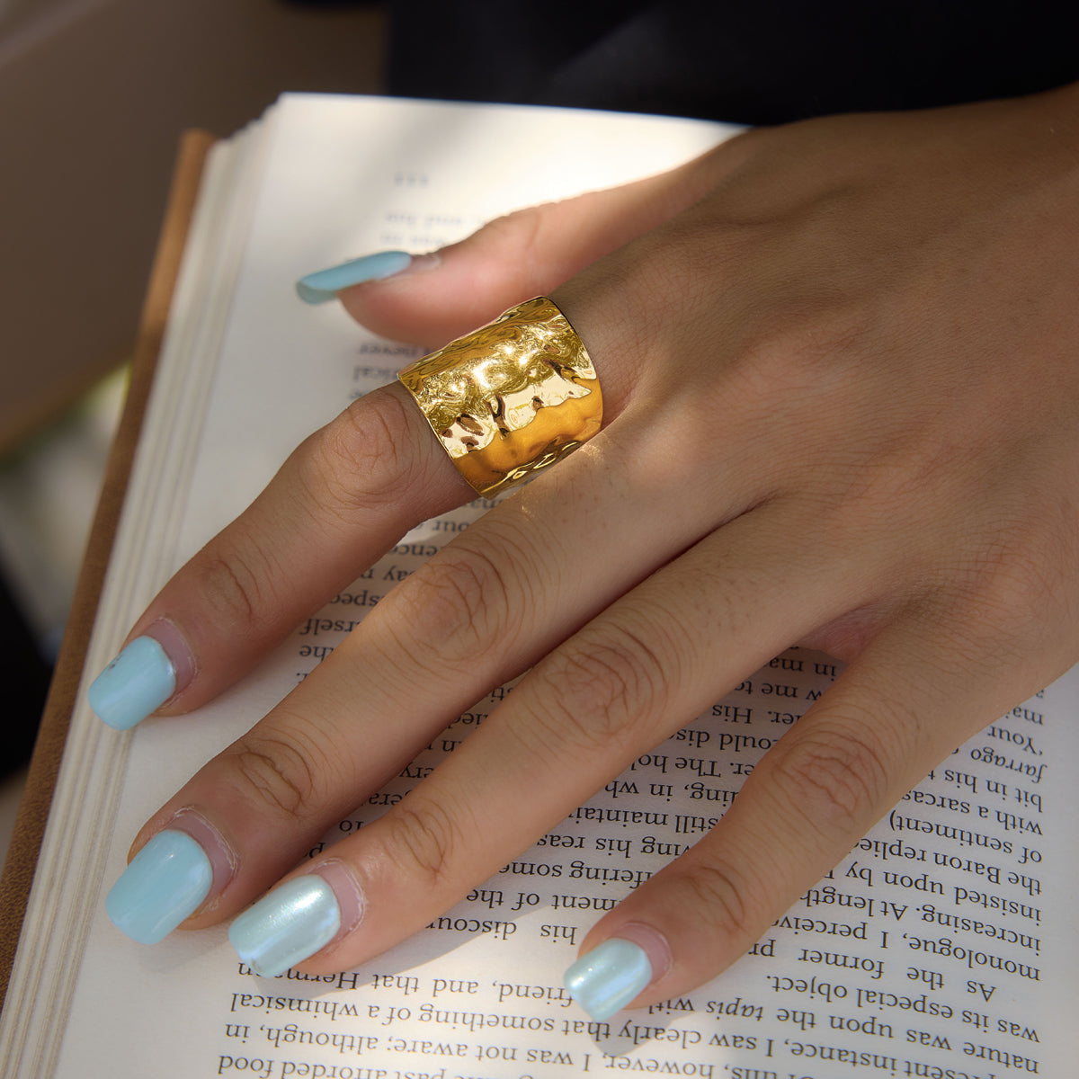 Dune Hammered Wide Open Ring