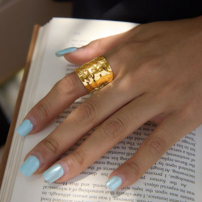Dune Hammered Wide Open Ring