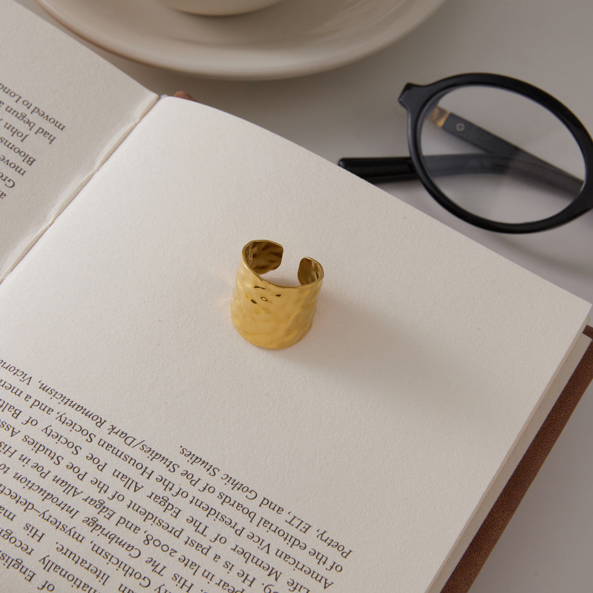 Dune Hammered Wide Open Ring