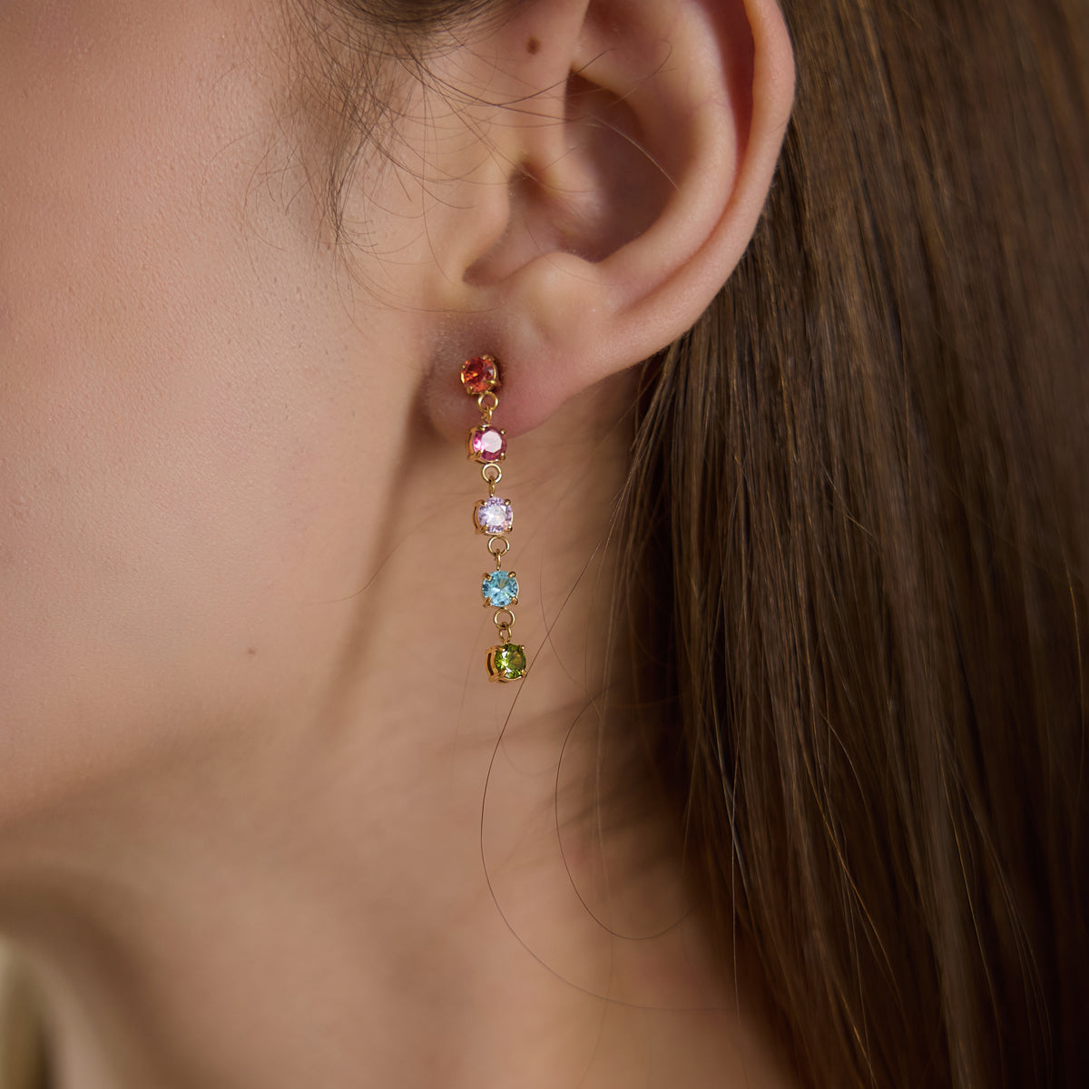 Riviera Multi-Colour Linear Drop Earrings
