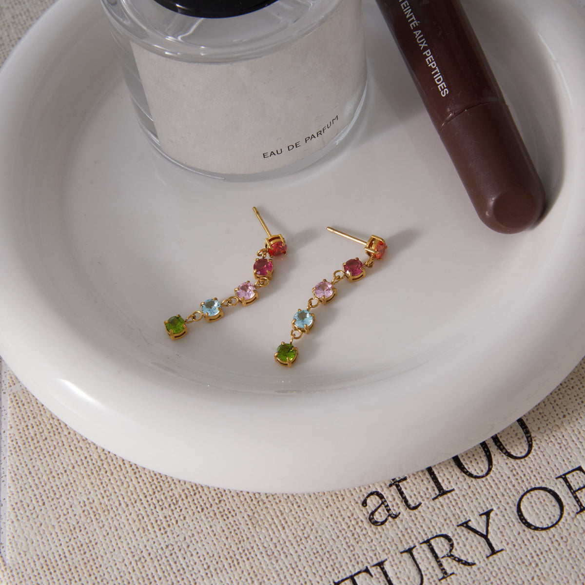 Riviera Multi-Colour Linear Drop Earrings