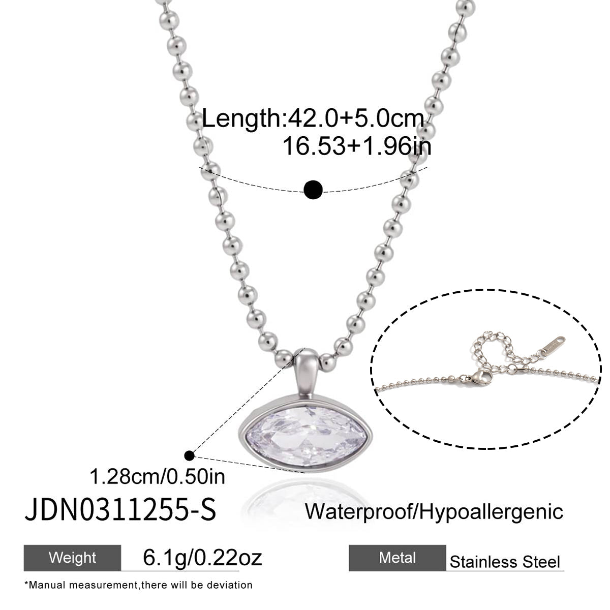 Alba Marquise Ball Chain Necklace