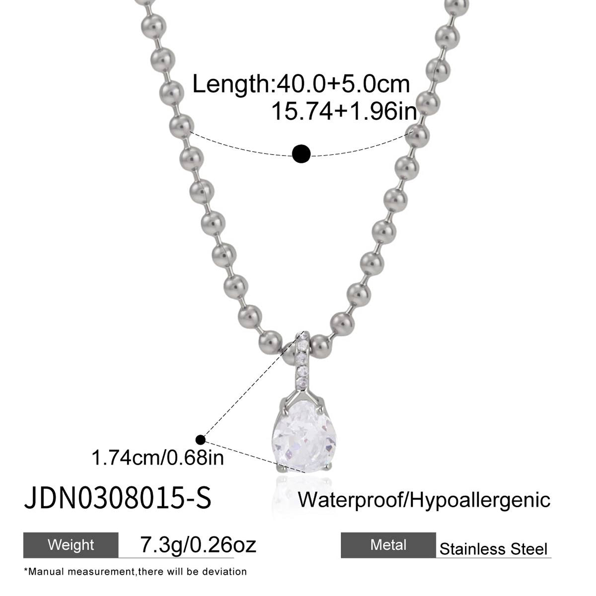 Dune Teardrop Ball Chain Necklace