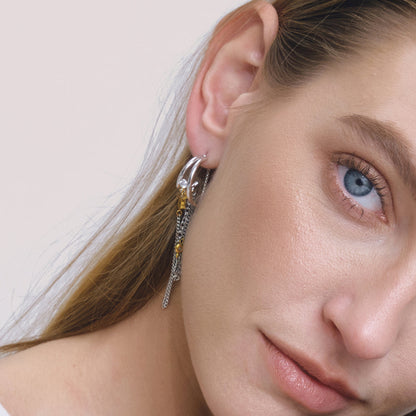 Mistral Chain Fringe Hoop Earrings