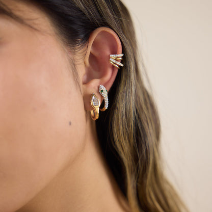 Verdant Serpent Pavé Huggie Earrings