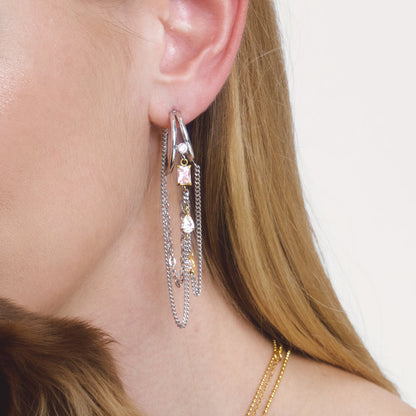 Mistral Chain Fringe Hoop Earrings