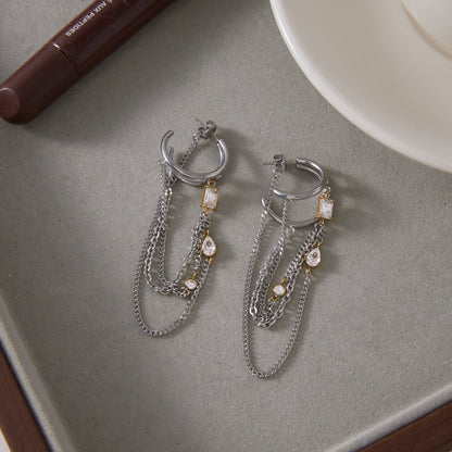 Mistral Chain Fringe Hoop Earrings