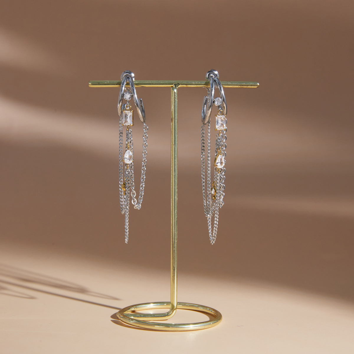 Mistral Chain Fringe Hoop Earrings