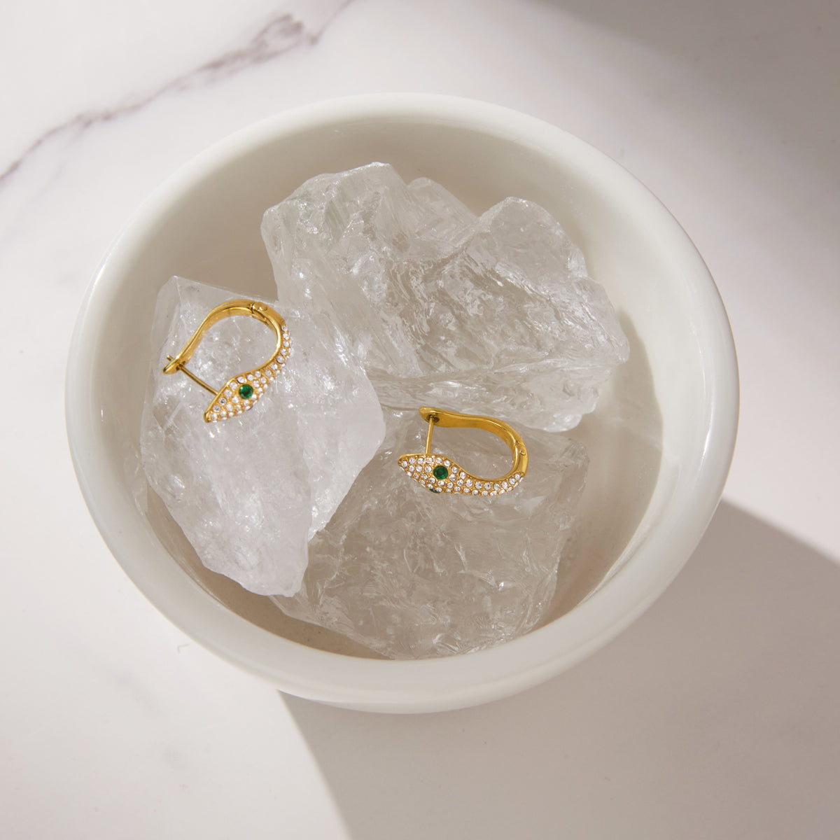 Verdant Serpent Pavé Huggie Earrings