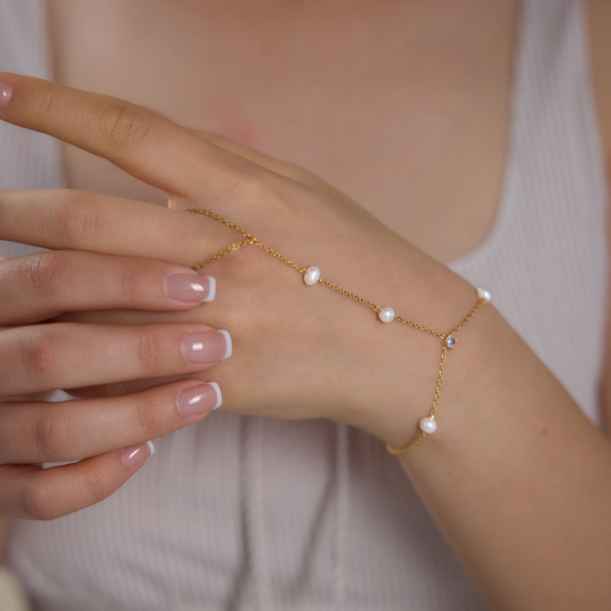 Marea Pearl Hand Chain Bracelet