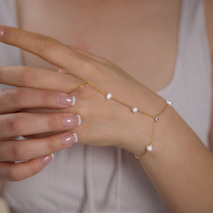 Marea Pearl Hand Chain Bracelet