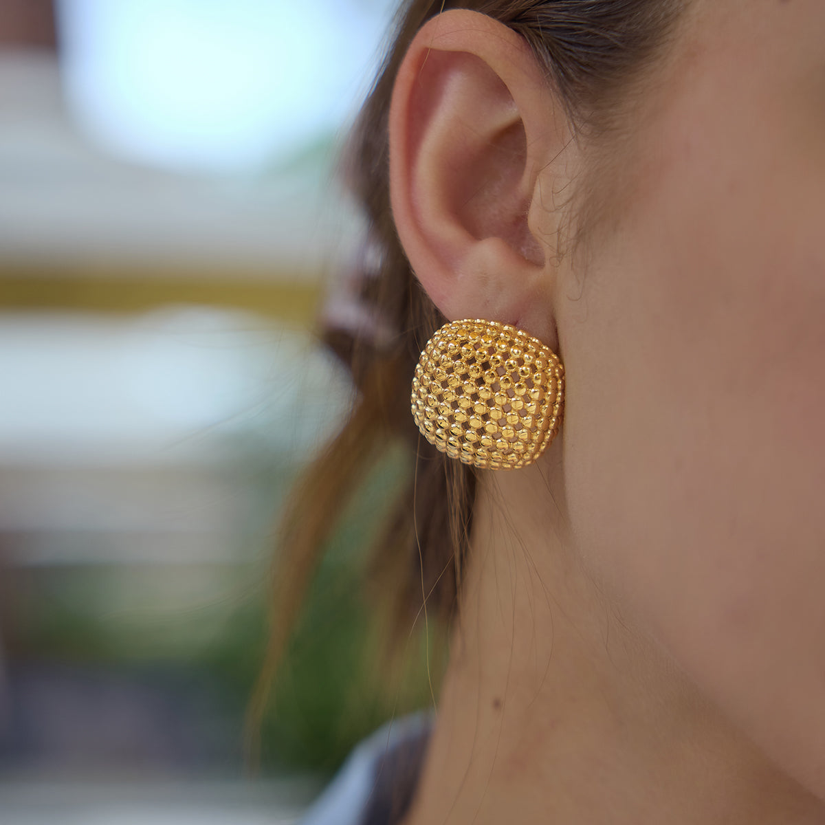 Anemone Mesh Dome Stud Earrings