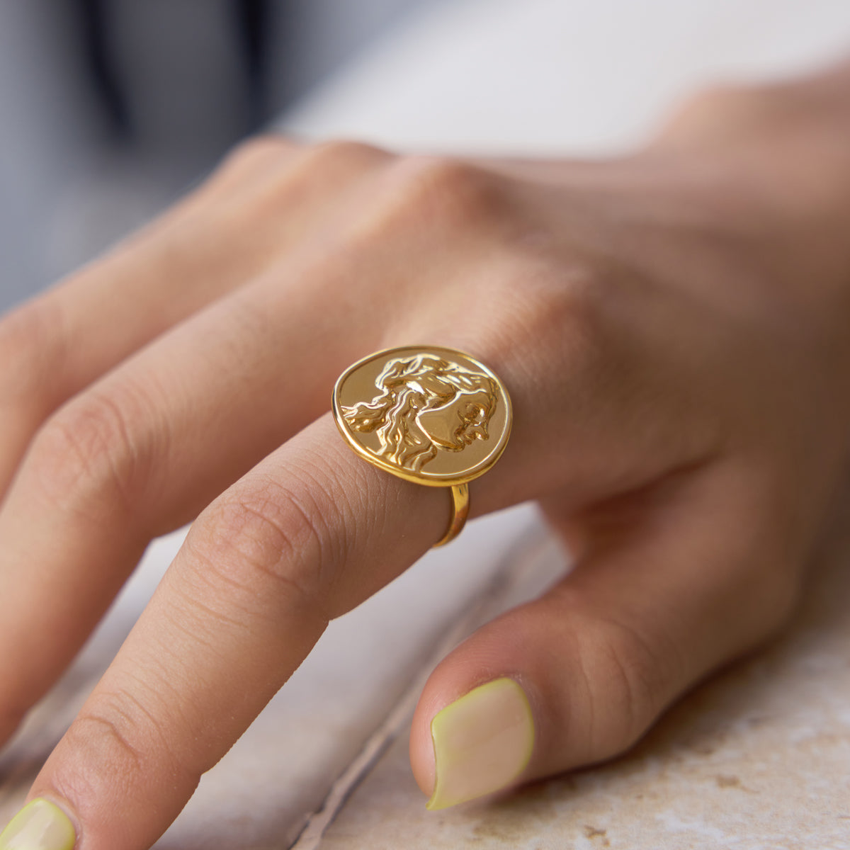 Aegean Portrait Coin Ring