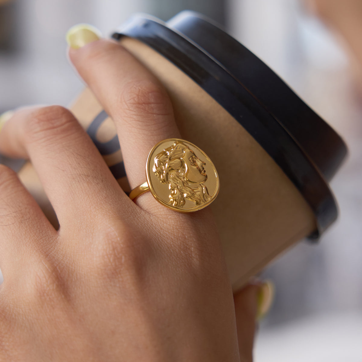 Aegean Portrait Coin Ring