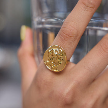 Aegean Portrait Coin Ring