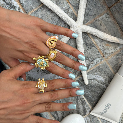 Lagoon Sea Turtle Adjustable Ring