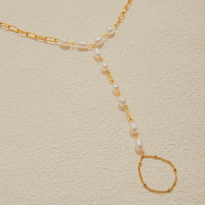 Isola Pearl Hand Chain Ring