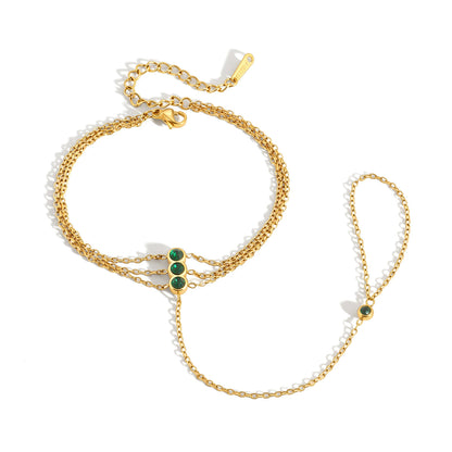 Cala Green Zircon Hand Chain Bracelet