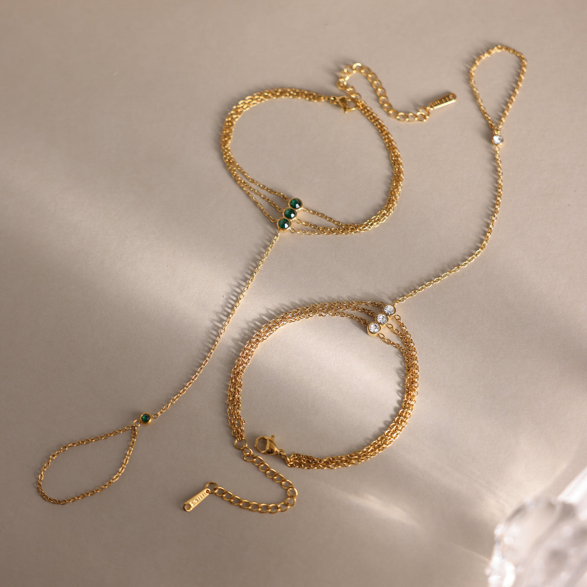 Cala Green Zircon Hand Chain Bracelet
