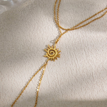Solstice Sun Charm Hand Chain Bracelet