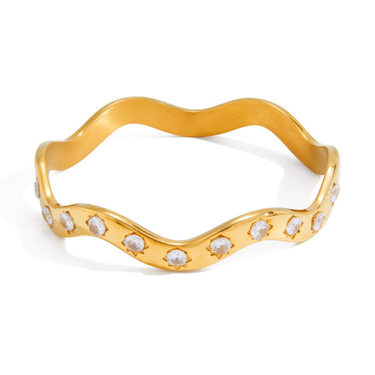 Levante Wavy Crystal Bangle Bracelet