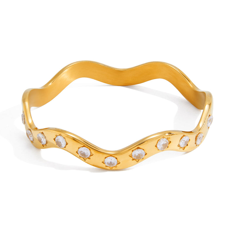 Levante Wavy Crystal Bangle Bracelet