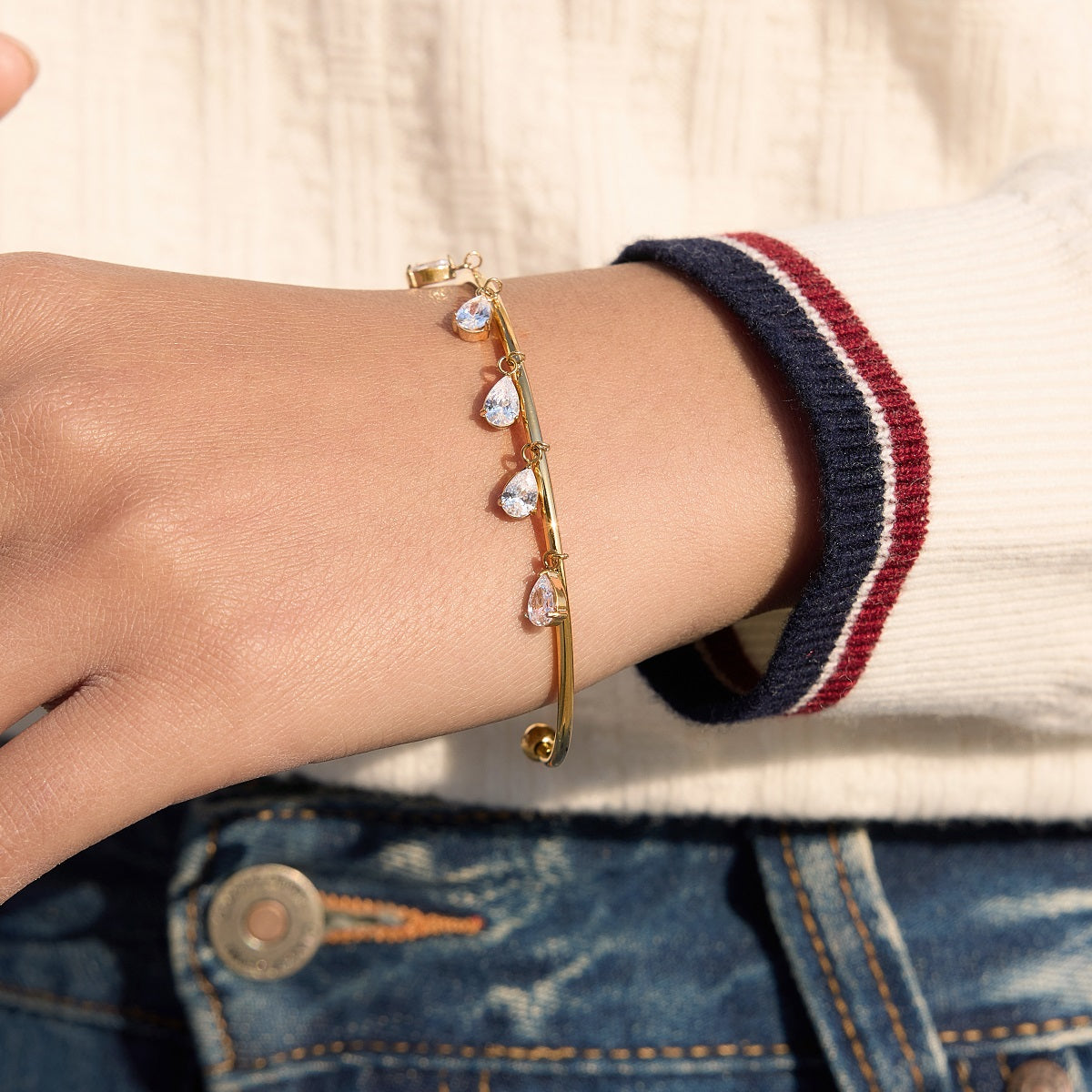 Levante Teardrop Charm Cuff Bracelet