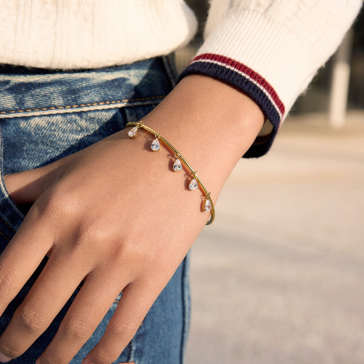 Levante Teardrop Charm Cuff Bracelet
